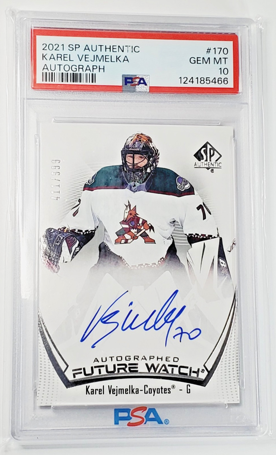 Karel Vejmelka PSA 10 GM 2021-22 UD SP Authentic Autograph Future Watch /999 RC