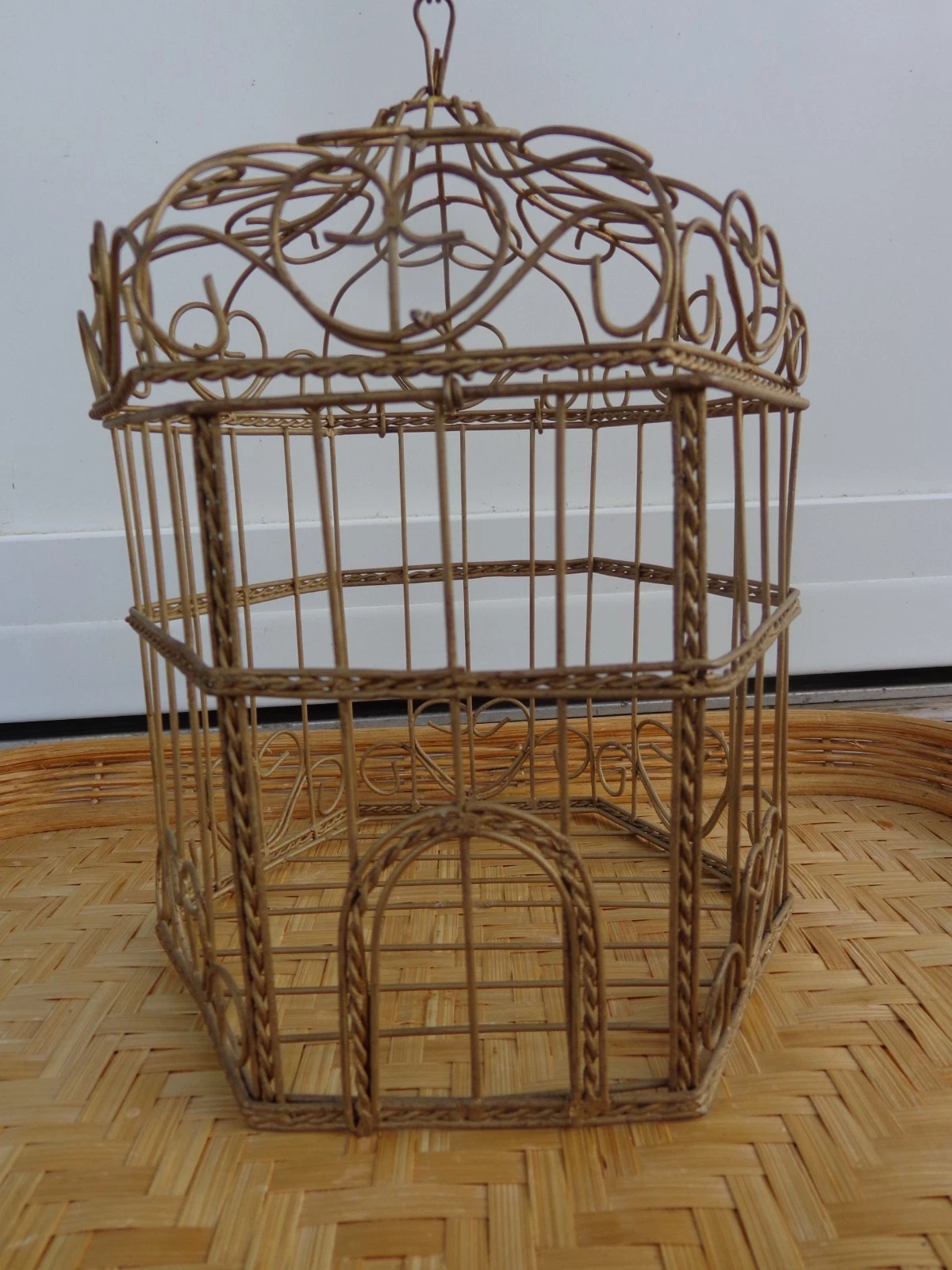 Gold Wire Bird Cage Hanging Metal 10" Cottagecore Nature Whimsy Decoration
Opens in a new window or 