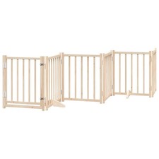 Dog Gate with Door Foldable 6 Panels 118.1 " Solid Wood Fir vidaXL