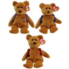 TY Beanie Babies - SET OF 3 BOOKS BEARS (Purple, Blue & Red) - MWMTs Stuffed Toy