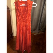 Anthropologie Elm Burnt Orange Eyelet Midi Dress Collared Sleeveless