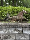 Antique Weathervane Copper Sulky Jockey Horse w/Buggy Tabletop