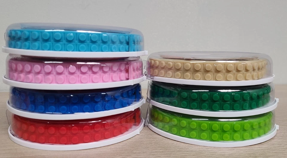 7 X Zuru Mayka Toy Block Tape 1M / 3.2 Ft 2 Stud Red Blue Green Bundle + BONUS - Image 2 of 4