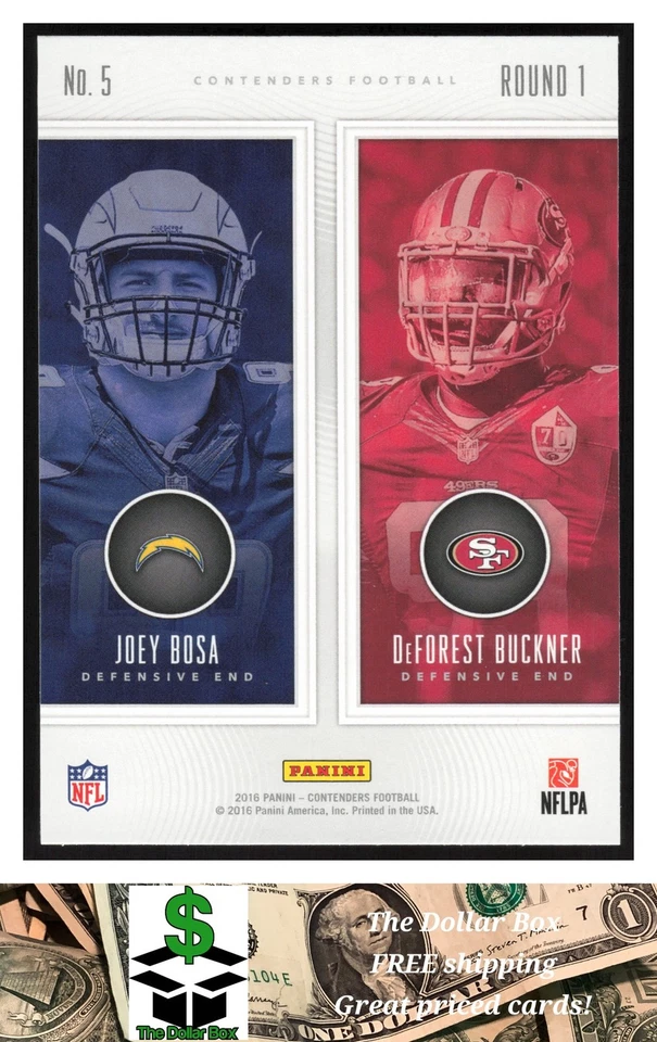 2016 Panini Contenders Round Numbers #5 DeForest Buckner / Joey Bosa RC - Image 2 of 2