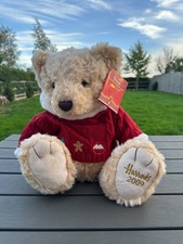 Harrods 2009 Maxwell Bear Cream Plush with Tags, Red Hooded Jumper Christmas