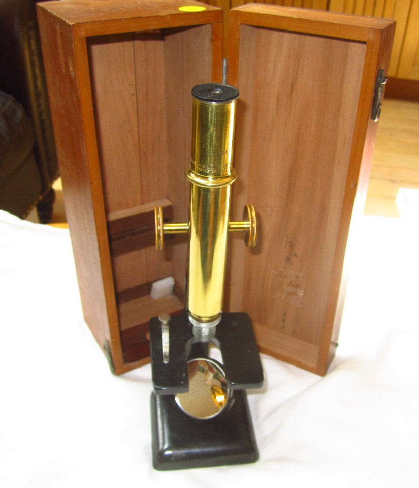 Vintage Bausch & Lomb Brass Microscope Antique Scientific Instrument