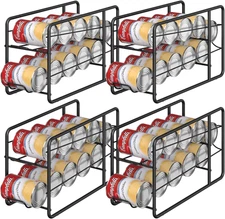 4 Pack Can Dispenser Rack, Stackable Can Storage Organizer Holder for Canned Foo