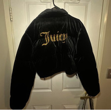 Black Juicy Couture Cropped Puffer Jacket Size Medium BRAND NEW WITH TAGS