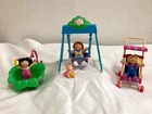 Vintage 1984 1st ed. Cabbage Patch Kid Mini PVC Doll w/Stroller Swing Tub Lot