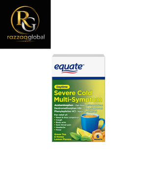 Equate Daytime Severe Cold & Flu Non Drowsy Green Tea Honey Lemon 6 Packets