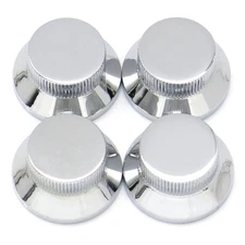 4Pcs Metal Hat Top Flat Top Bass Knobs Guitar Knobs Push-in Control Knobs Silver