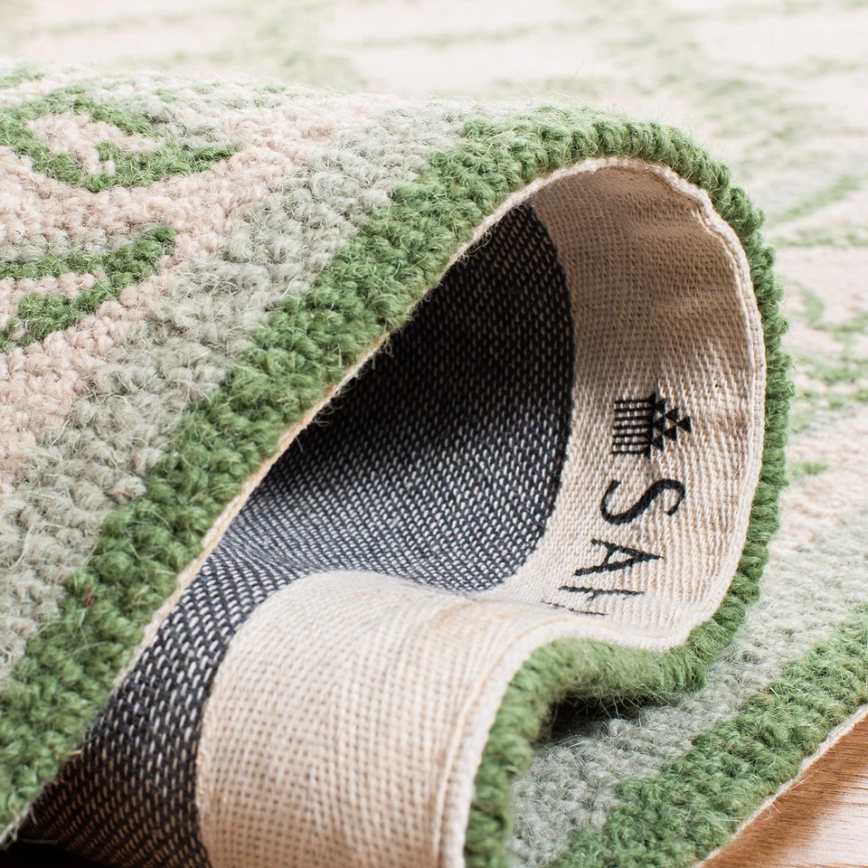 Alfombra de acento Chelsea Collection - 3'9" x 5'9", marfil y verde claro, enganchada a mano... Foto 4 de 4