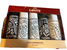 Levi's 5 Pack 100% Cotton Bandana Set White/Black One Is Missing 5 In Total