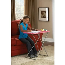 Adjustable Height Personal Folding Table And Chair , Pink