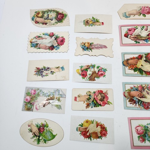 Lot 20 Vintage Victorian Paper Calling Cards Florals Hands Doves - Picture 2 of 10