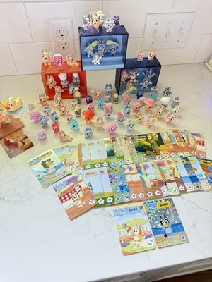HUGE Bluey Fuzzies Collection, 70+ Figures With Collectors Cards! 