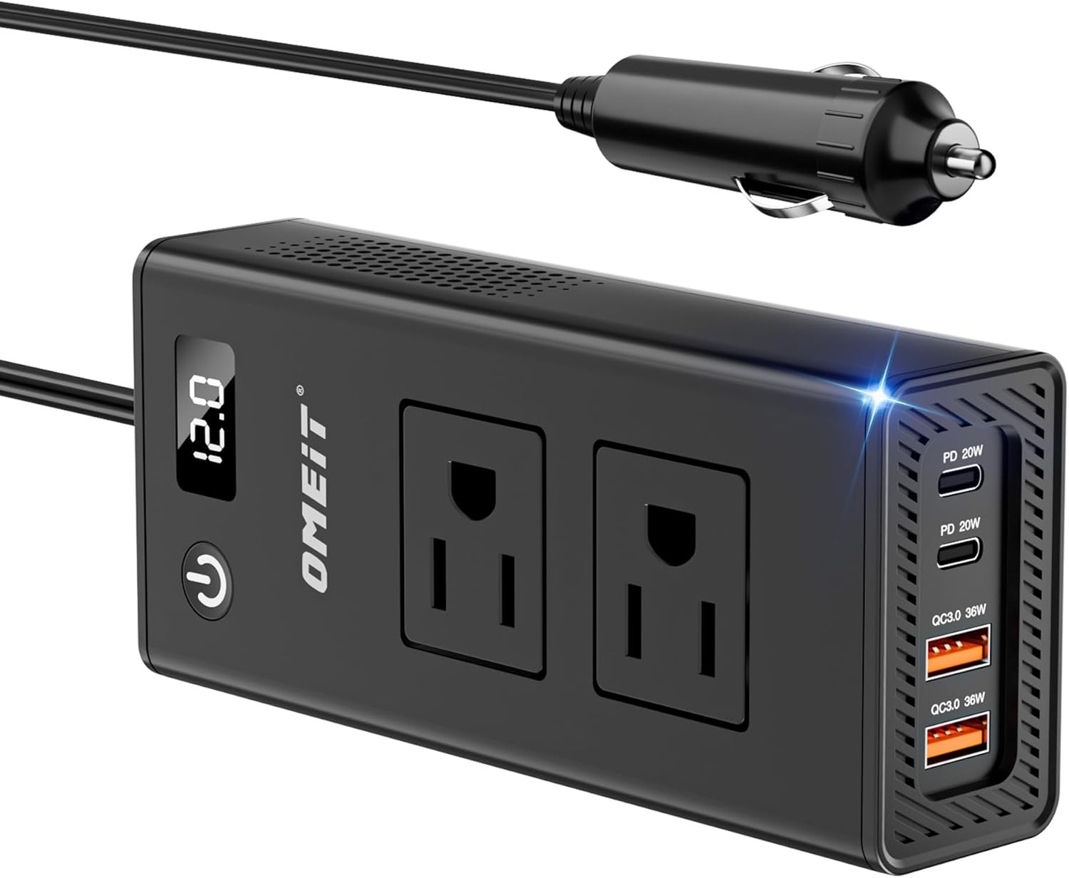 200W Car Power Inverter, DC 12V to AC 110V Converter with Fa