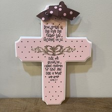 Pink Christian Cross Wall Decor God  s Little Princess Nursery Baptism Gift