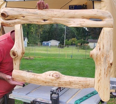 Medium Size Knotty/wormy Cedar Framed Mirror.