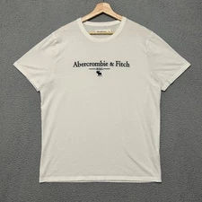 Abercrombie & Fitch Soft A&F T-Shirt Men XL White Short Sleeve Embroidered