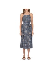 COLLECTION BY BOBEAU Womens Blue Belted Spaghetti Strap Midi Sheath Dress XL