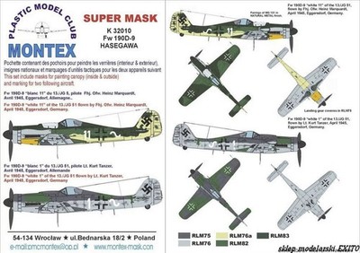 1:32 Montex  masks & markings for Fw 190D-9 by Hasegawa- K32010