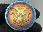 1990 American Silver Eagle 1oz MONSTER Bullseye 🎯 🌈 Toning Toned Toner Rainbow