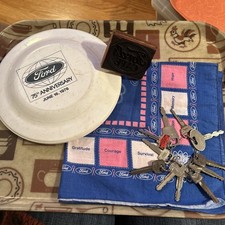 Lot Of 11 Vintage Ford Car Keys 75th Anniversary Frisbee Bandanna Stamp