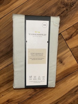 Threshold Solid Performance 100% CottonPillowcase Set Silver Green King*