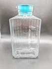 VTG Anchor Hocking  Ribbed Glass Refrigerator Pitcher w/Teal Lid  2 qt/64 oz