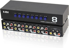 E-SDS 8-Way RCA Switch AV Switcher 8 in 1 Out Composite Video L/R Audio Selector