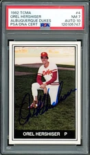 Orel Hershiser Auto 1982 TCMA RC 4 Albuquerque Dukes PSA 7 Auto GM 10 PSA/DNA