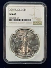 2015 $1 American Silver Eagle NGC MS69 Brown Label