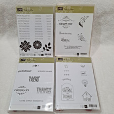 Stampin Up 4 Box Set 55-Pc Stamps Thanks Caring, Crazy You, Brighten Day, NEW