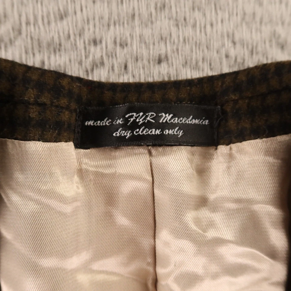 Chaqueta de tweed de colección M 41R verde a cuadros pata de gallo 100 % lana cachemir blazer franela Foto 3 de 4