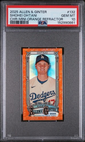 2025 Allen & Ginter Shohei Ohtani Chrome Mini Orange Refractor /25 PSA 10 #132