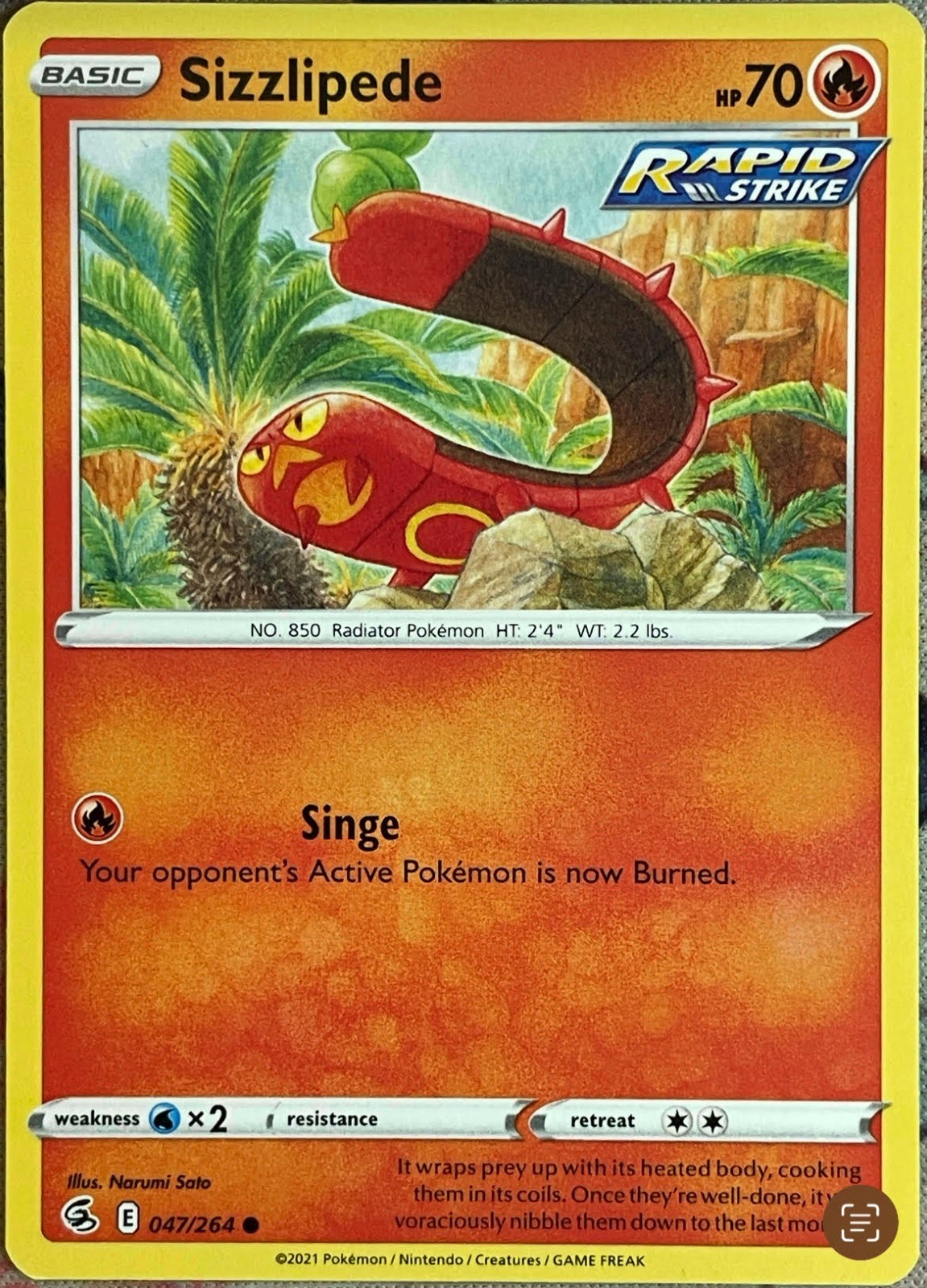 Pokemon - Sizzlipede - 047/264 - FUSION STRIKE -NM/M