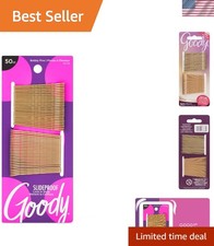 SlideProof Bobby Pins - 50 Ct, Metallic Blonde, High Gloss Bobby Hair Pins fo...