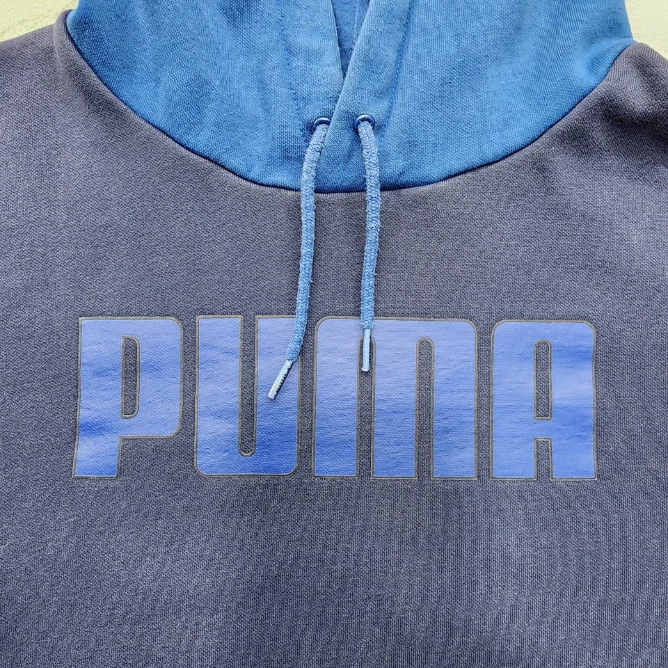 Puma Sudadera con Capucha Para Hombres XXL Azul Bloque de Color Pullover Sudadera Logo Deportiva Athlecio Foto 2 de 4
