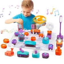 Science Circuit for Kids, 53PCS DIY Electronics Exploration Kit with 150+ Pro...