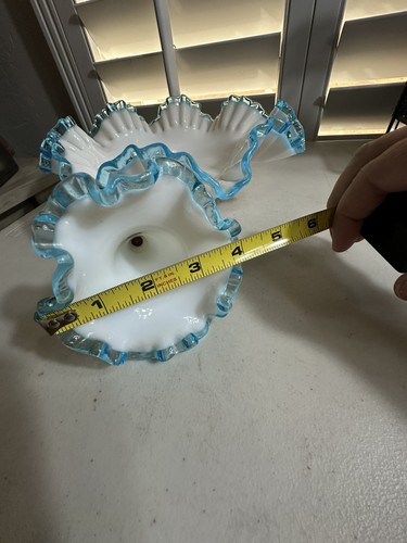Vintage 1950’s Fenton Aqua Crest Bowl Candy Bonbon With Extra - Picture 3 of 12