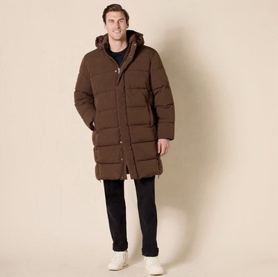 Amazon Essentials Mens Hooded Long Puffer Coat - Deep Brown Tall Big 5 XLarge