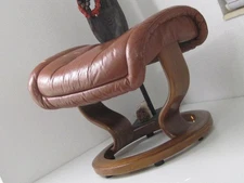 Ekornes Stressless Ottoman Camel Leather on Teak stool hassock footrest chair 9S