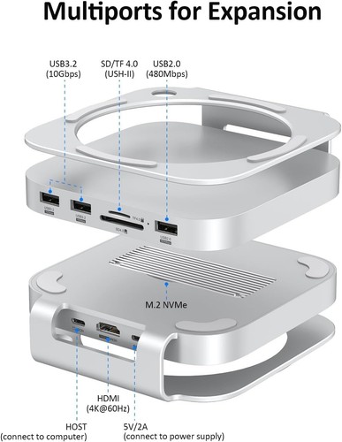 Mac Mini M4 Pro Hub & Ständer: 10-in-1 Aluminium Konnektivität = - Bild 4 von 9