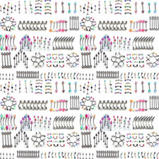 110 PCS Body Jewelry Piercing Eyebrow Navel Belly Tongue Lip Bar Ring 22 Styles