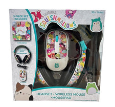 Squishmallows Headsets with Microphone, Wireless Mouse And mouse pad Tech Bundle