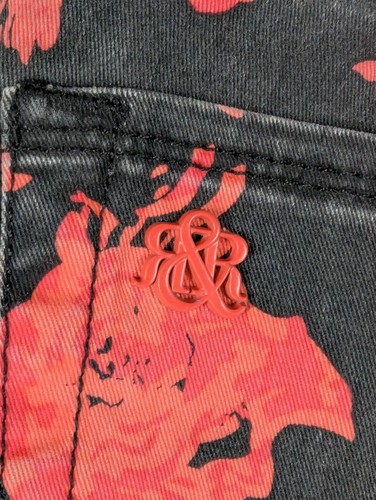Rock & Republic Jeans Womens Size 6 Black Floral Skinny Stretch Ankle Pants - Picture 10 of 14