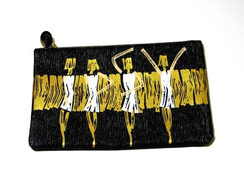 September 2016 Ipsy Glam Bag Cosmetic Bag Gold Black Ladies 7" x 5"