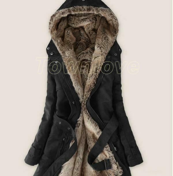 Black Thickening Cold Winter Jacket With Hood Warm Oversize Long Coat For Women W1002