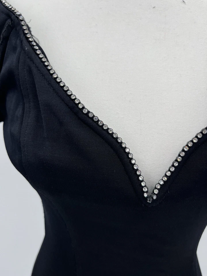 VESTIDO VINTAGE BETSY & ADAM - NEGRO Vestido Largo Fuera del Hombro Talla 7-8 Años 90’s Foto 4 de 4